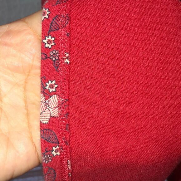 Hollister M Scoop Neck Back Quarter Sleeve Cotton Red Floral Skater Dress - Picture 11 of 15
